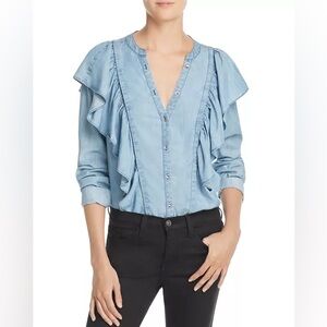 NWT Paige Light Wash Chambray Farran Blouse Size Small